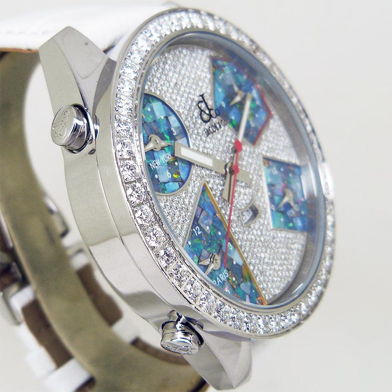ジェイコブ ファイブタイムゾーン47 JACOBu0026Co 腕時計 ジルコニアベゼル 47mm 検索用→ジルコニア ダイヤモンド ダイヤ - ブランド腕時計
