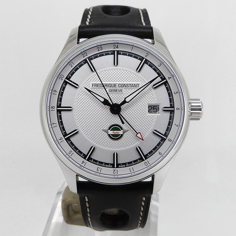 中古美品フレデリック・コンスタント【FREDERIQUE CONSTANT】 FC-350HS5B6 ヴィンテージ ラリー ヒーリー GMT  オートマティック シルバー 世界限定2888本