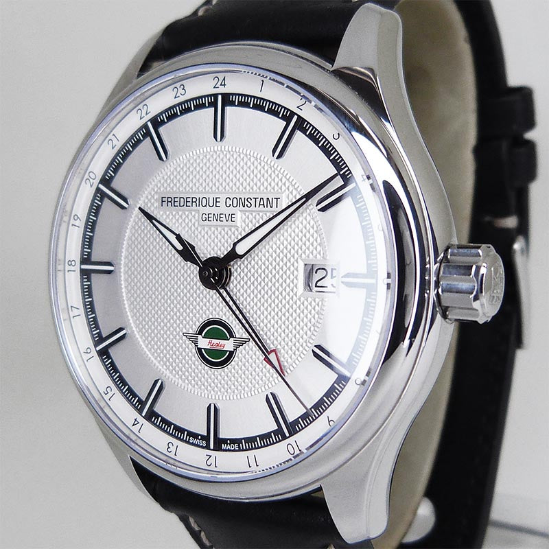 中古美品フレデリック・コンスタント【FREDERIQUE CONSTANT】 FC-350HS5B6 ヴィンテージ ラリー ヒーリー GMT  オートマティック シルバー 世界限定2888本