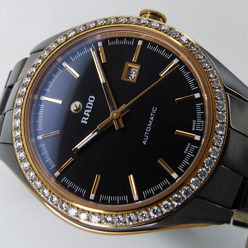 専用RADO メンズ黒革新古品　シリアルナンバー有りメンテナンス要　取引き中 中古ラドー【RADO】 R32177302 ハイパークローム ダイヤモンド