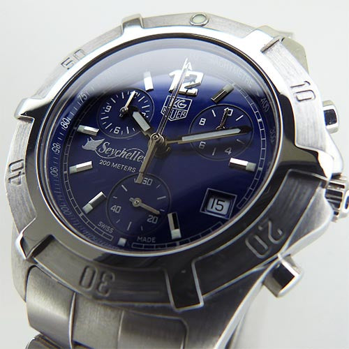 中古タグホイヤー【TAG HEUER】 CN111D 2000エクスクルーシブ クロノグラフ セイシェル諸島限定3000本 ブルー QZ